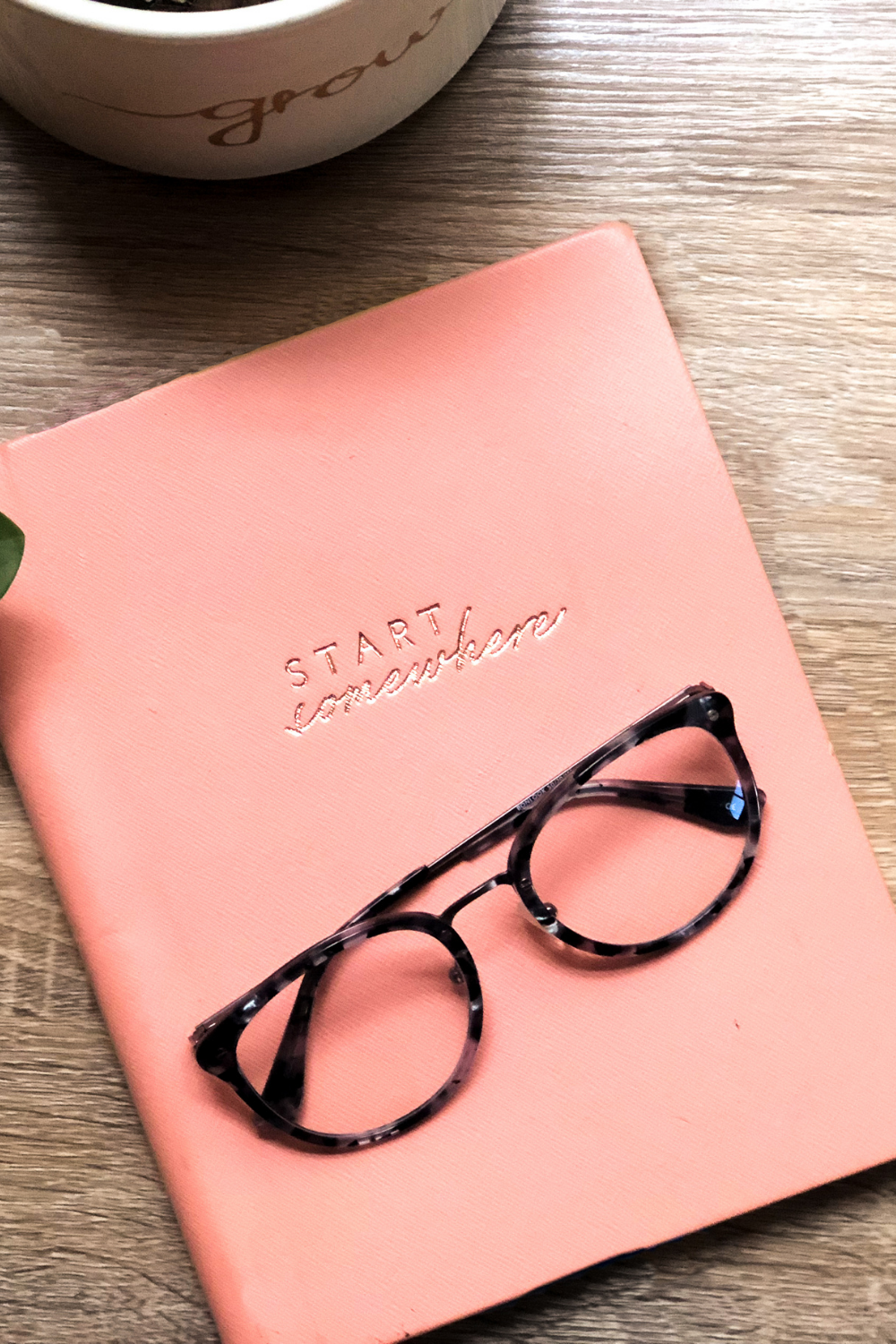 Fitness Journal with glasses