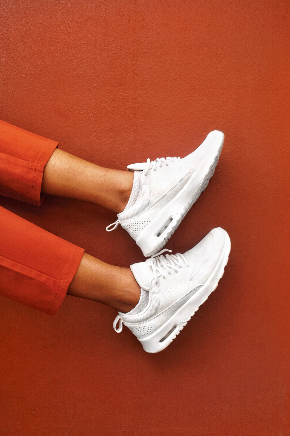 White sneakers for at home workout